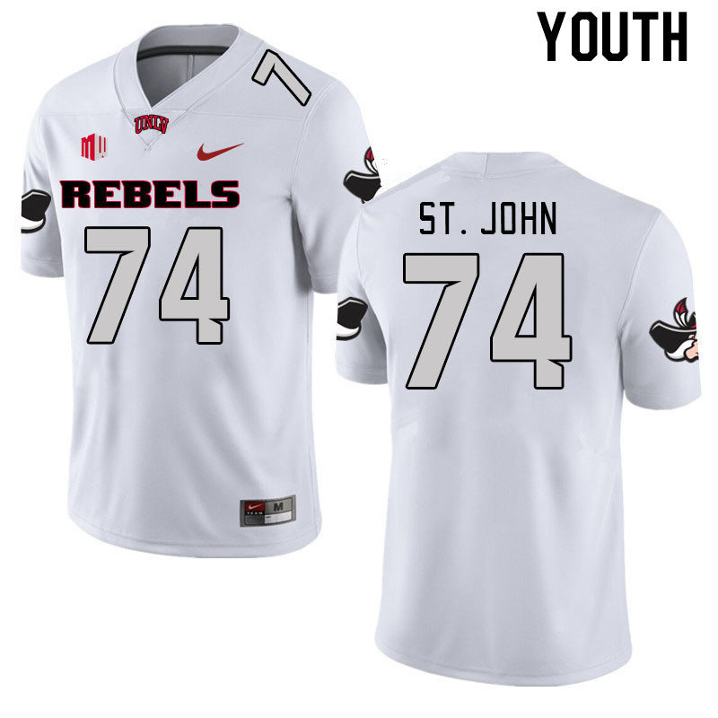 Youth #74 Jalen St. John UNLV Rebels 2023 College Football Jerseys Stitched-White